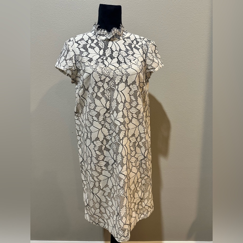 Floral Lace Dress in Black and White